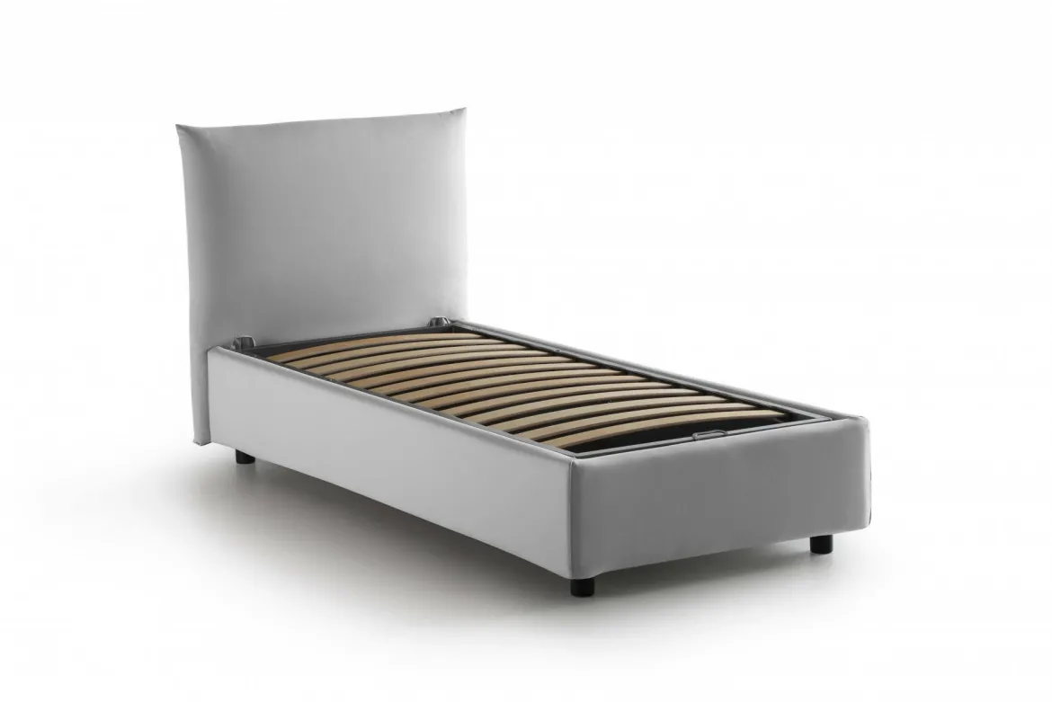 Letto 1 posto contenitore bianco 95x205cm 2 metri - Anathema