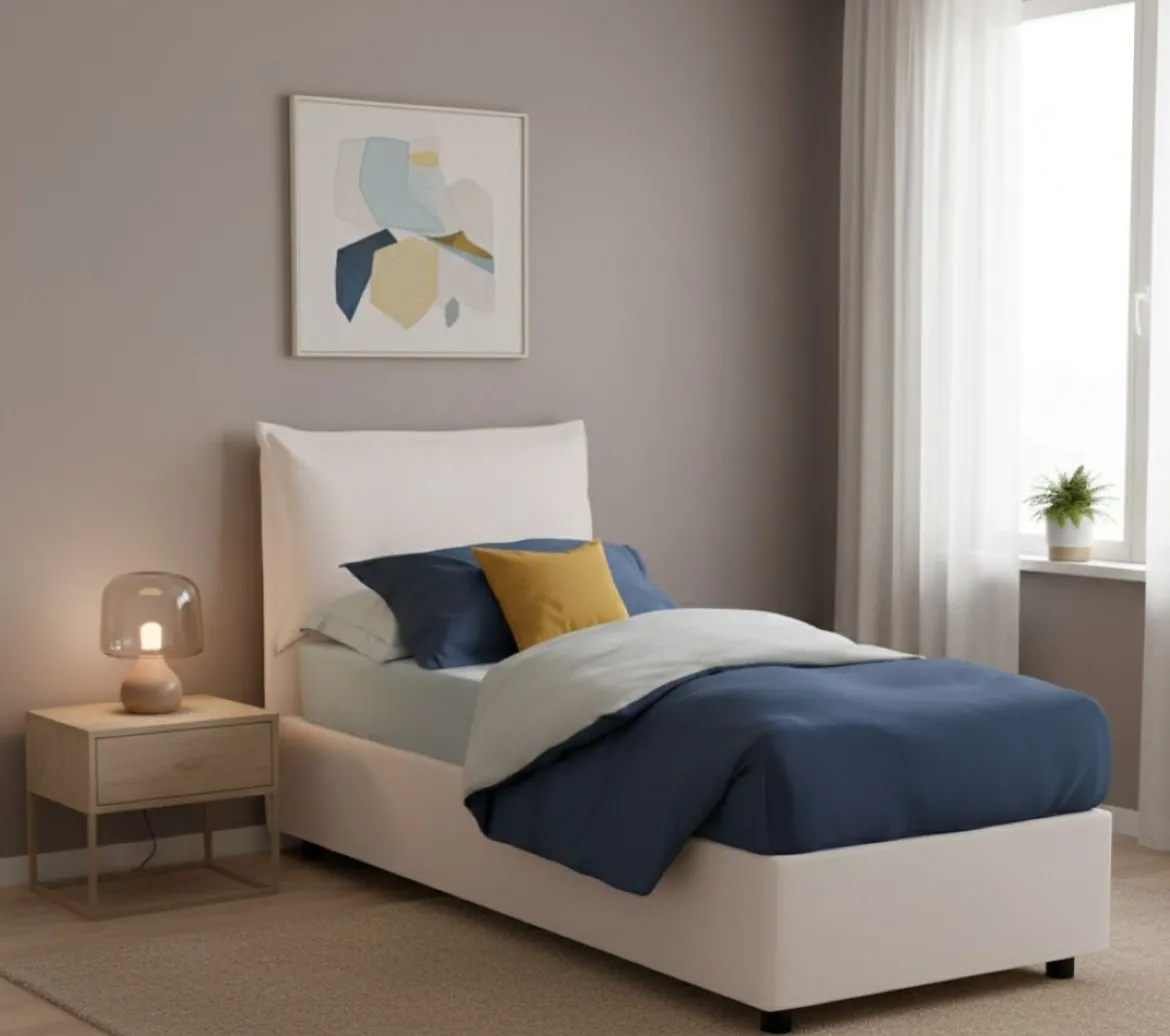Letto 1 posto contenitore bianco 95x205cm comodo - Amantea