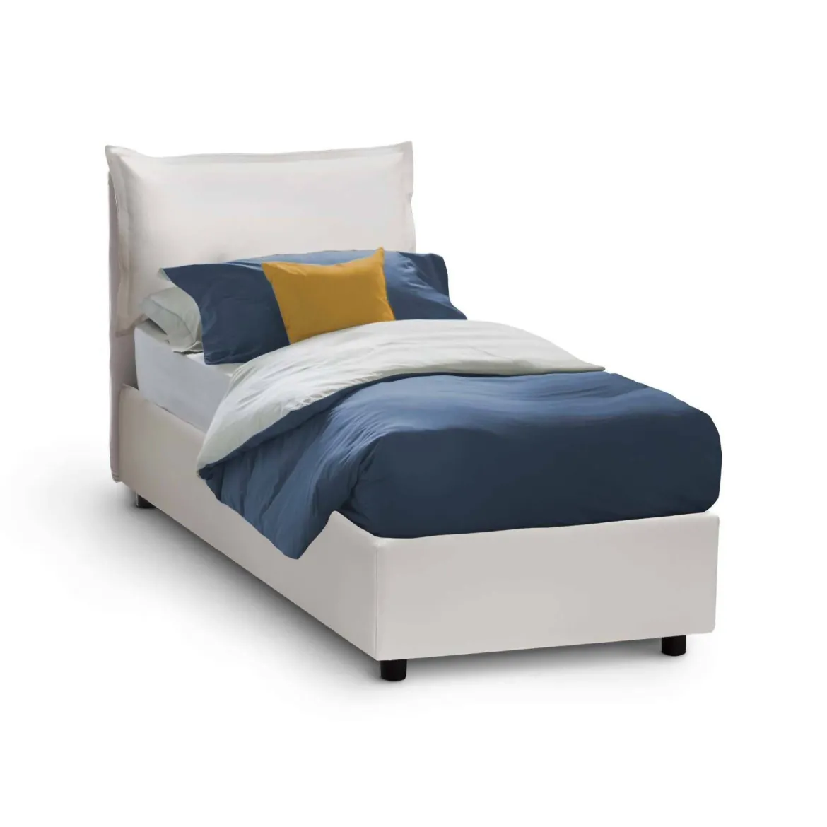 Letto 1 posto contenitore bianco 95x205cm comodo - Amantea
