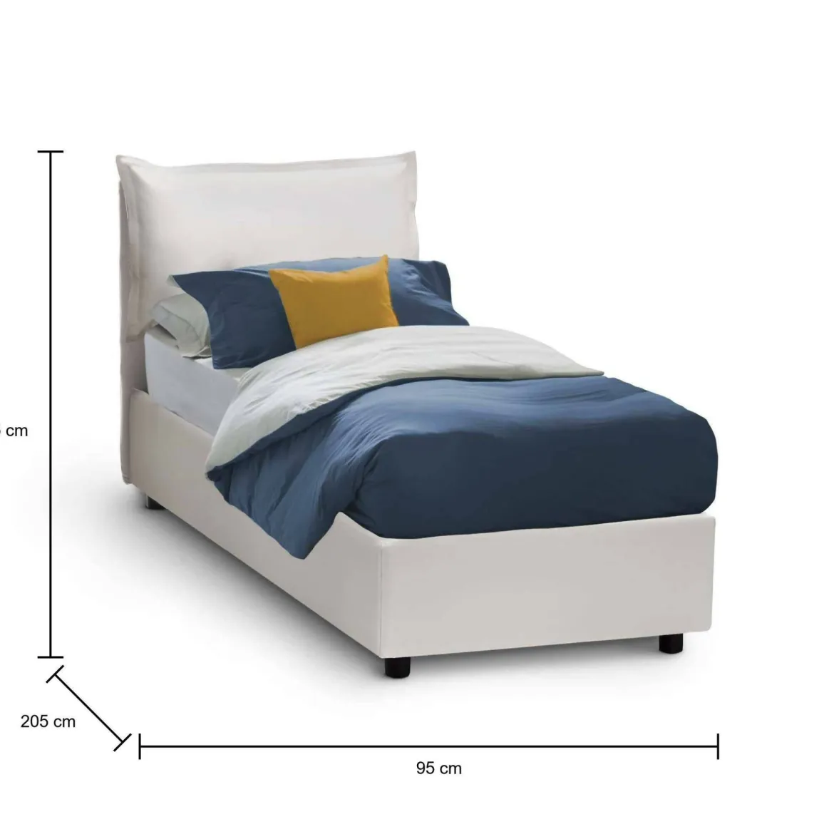 Letto 1 posto contenitore bianco 95x205cm comodo - Amantea