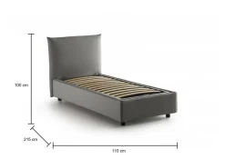 Letto 1 posto contenitore grigio 95x205cm comodo - Amantea