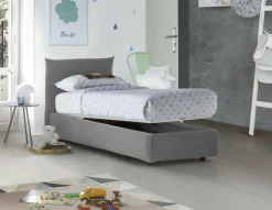 Letto 1 posto contenitore grigio 95x205cm comodo - Amantea