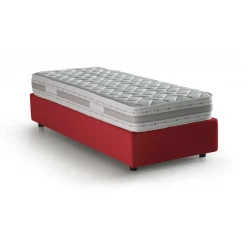 Letto 1 posto contenitore rosso 95x205cm rivestito in tessuto - Abbi