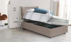 Letto 1 posto contenitore tortora 95x205cm rivestimento in ecopelle - Alzavola