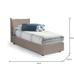 Letto 1 posto contenitore tortora 95x205cm stabile - Janet