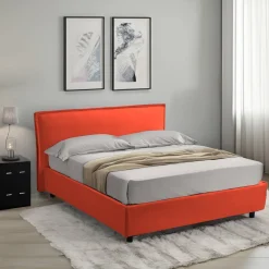 Letto Singolo Arancione Sfoderabile Contenitore, Dimensione Materasso 80x190 cm Made in Italy - Brusson
