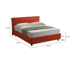 Letto Singolo Arancione Sfoderabile Contenitore, Dimensione Materasso 80x190 cm Made in Italy - Brusson