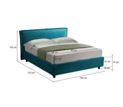 Letto Singolo Azzurro Materasso Incluso Sfoderabile, Contenitore Made in Italy - Brozolo