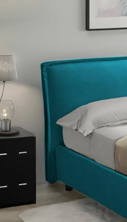 Letto Singolo Azzurro Materasso Incluso Sfoderabile, Contenitore Made in Italy - Brozolo