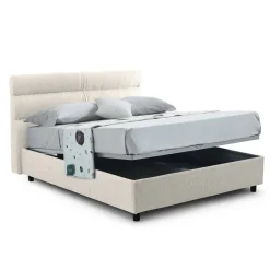 Letto Singolo Beige Materasso Incluso Sfoderabile, Contenitore Made in Italy - Adalpina
