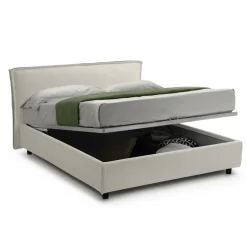Letto Singolo Beige Materasso Incluso Sfoderabile, Contenitore Made in Italy - Atrelmo