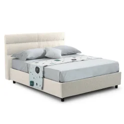 Letto Singolo Beige Sfoderabile Contenitore, Dimensione Materasso 80x200 cm Made in Italy - Brenta