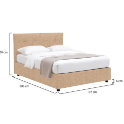 Letto Singolo Beige Sfoderabile Contenitore, Dimensione Materasso 90x190 cm - Orvieto