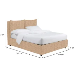 Letto Singolo Beige Sfoderabile Contenitore, Dimensione Materasso 90x190 cm - Ripi