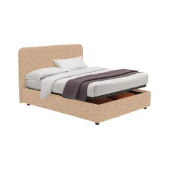 Letto Singolo Beige Sfoderabile Contenitore, Dimensione Materasso 90x190 cm - Supino