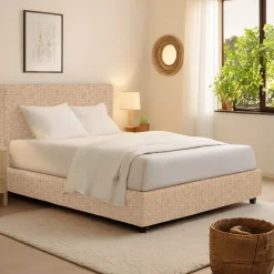 Letto Singolo Beige Sfoderabile Contenitore, Dimensione Materasso 90x200 cm - Iudica