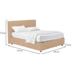 Letto Singolo Beige Sfoderabile Contenitore, Dimensione Materasso 90x200 cm - Iudica