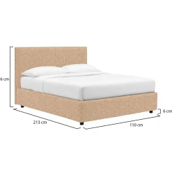 Letto Singolo Beige Sfoderabile Contenitore, Dimensione Materasso 90x200 cm - Maccagno