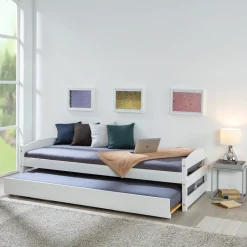 Letto Singolo Bianco Contenitore Singolo, - Anaunia