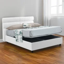 Letto Singolo Bianco Sfoderabile Contenitore, Dimensione Materasso 80x190 cm Made in Italy - Brez