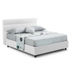 Letto Singolo Bianco Sfoderabile Contenitore, Dimensione Materasso 80x200 cm Made in Italy - Brenta