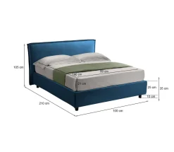 Letto Singolo blu Materasso Incluso Sfoderabile, Contenitore Made in Italy - Brozolo