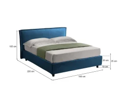 Letto Singolo blu Sfoderabile Contenitore, Dimensione Materasso 90x190 cm - Fiumalbo