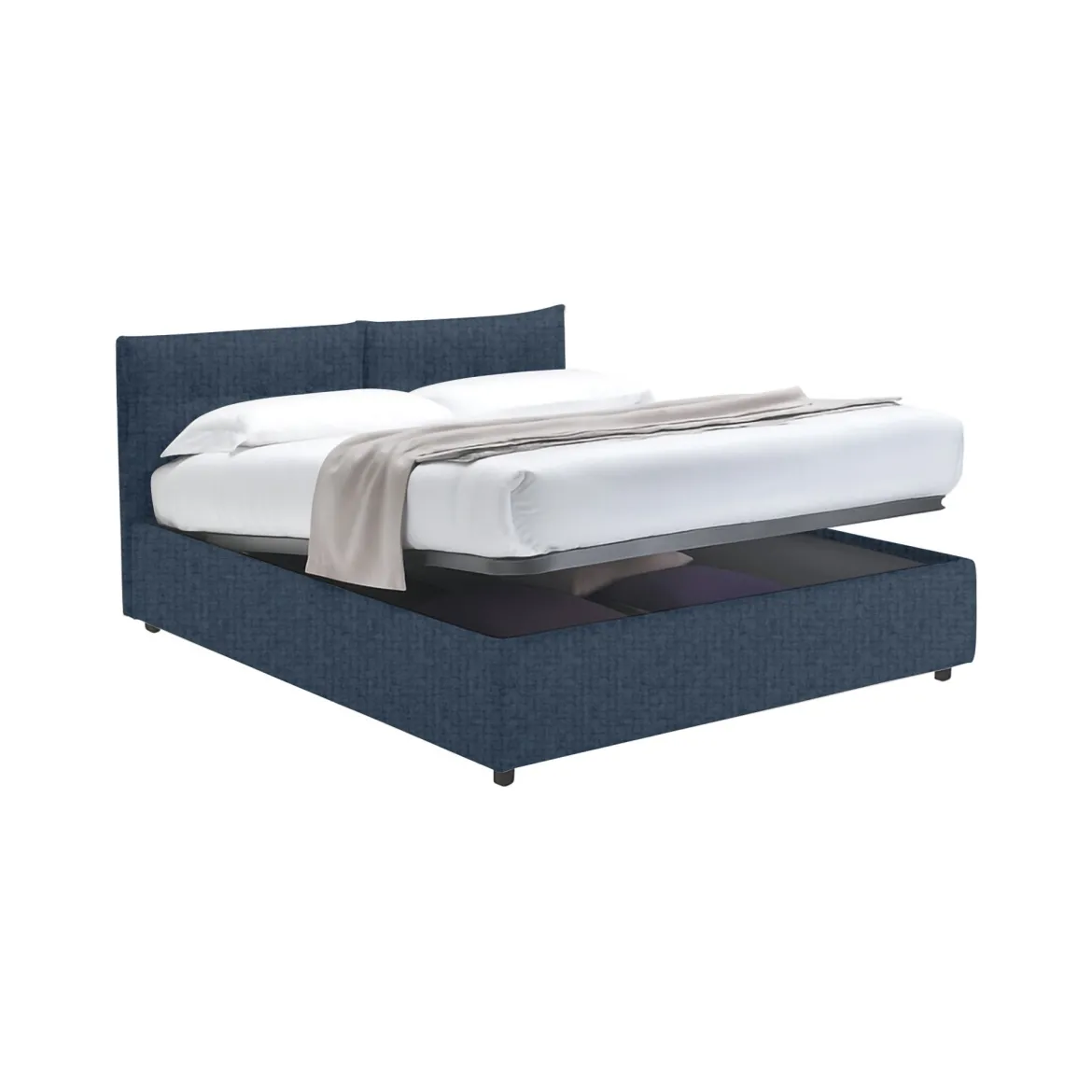 Letto Singolo blu Sfoderabile Contenitore, Dimensione Materasso 90x190 cm - Supino