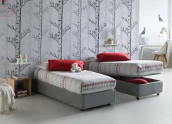 Letto singolo con contenitore grigio 95x205 - Agenta