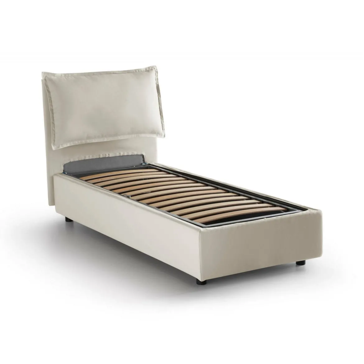 Letto singolo contenitore beige 105x215cm rete inclusa - Acetico