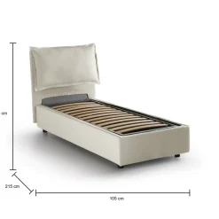 Letto singolo contenitore beige 105x215cm rete inclusa - Acetico