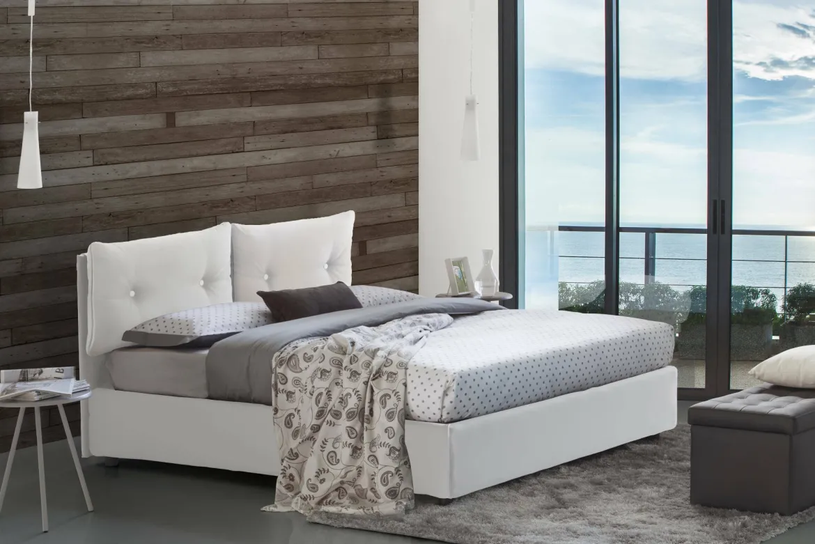 Letto singolo contenitore bianco 95x205cm moderno - Ildegarda
