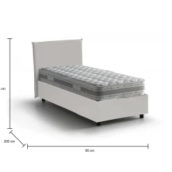 Letto singolo contenitore bianco 95x205cm rivestito in ecopelle - Tashkent