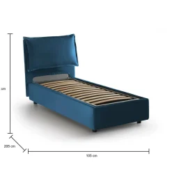 Letto singolo contenitore blu 105x205cm sfoderabile - Animal