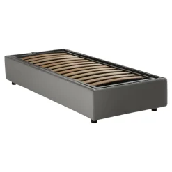 Letto singolo contenitore grigio 105x205cm imbottito - Addison