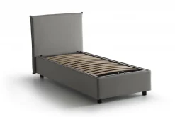 Letto singolo contenitore grigio 105x205cm rete in legno - Aigor