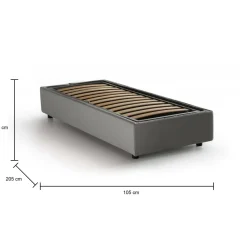 Letto singolo contenitore grigio 105x205cm rete inclusa - Acrostico