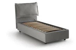 Letto singolo contenitore grigio 105x215cm con testiera imbottita - Abroghat