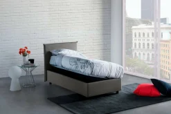 Letto singolo contenitore grigio 95x205cm adatto per materasso 190x80 cm - Astor