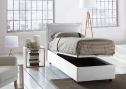 Letto singolo contenitore panna 105x215cm materasso incluso - Arzon