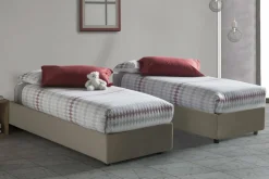 Letto singolo contenitore tortora 105x205cm rivestimento in ecopelle - Angelina