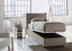 Letto singolo contenitore tortora 105x205cm sfoderabile - Ajan