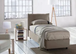 Letto singolo contenitore tortora 105x215cm in legno - Abroghat
