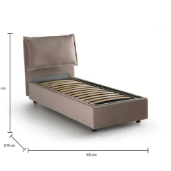 Letto singolo contenitore tortora 105x215cm materasso incluso - Richilde