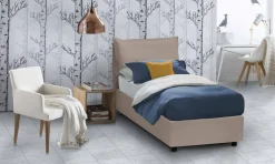 Letto singolo contenitore tortora 95x205cm Made in Italy - Alarita