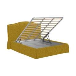 Letto Singolo Giallo Ocra Sfoderabile Contenitore, Dimensione Materasso 90x190 cm - Orvieto
