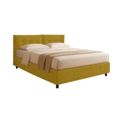 Letto Singolo Giallo Ocra Sfoderabile Contenitore, Dimensione Materasso 90x190 cm - Stazzano