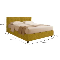 Letto Singolo Giallo Ocra Sfoderabile Contenitore, Dimensione Materasso 90x190 cm - Stazzano