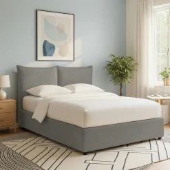 Letto Singolo Grigio Cenere Sfoderabile Contenitore, Dimensione Materasso 90x190 cm - Rosora