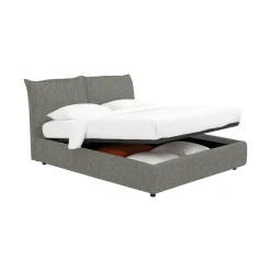 Letto Singolo Grigio Cenere Sfoderabile Contenitore, Dimensione Materasso 90x190 cm - Rosora
